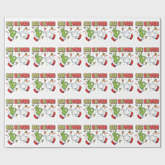 Funny Christmas Six Seven Green Monster Holiday Wrapping Paper