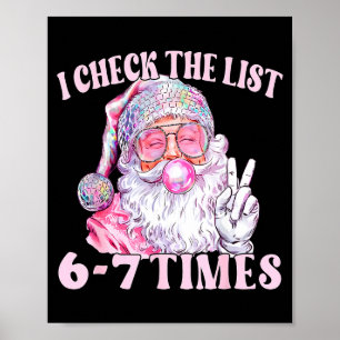 Funny Christmas Six Seven Meme Santa I Check List Poster