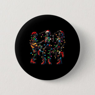 Funny Christmas Skeleton Dancing Xmas Light Music 6 Cm Round Badge