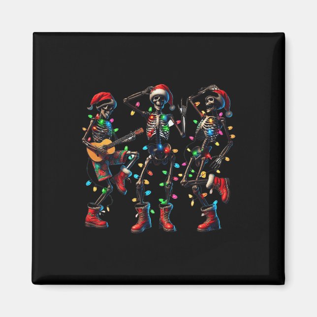 Funny Christmas Skeleton Dancing Xmas Light Music  Magnet (Front)