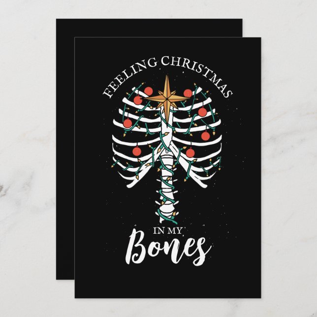 Funny Christmas Skeleton Holiday Card (Front/Back)
