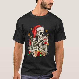 Funny Christmas Skeleton Ice Cream Festive Western T-Shirt