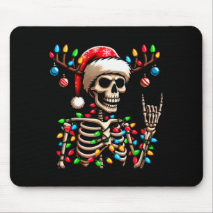 Funny Christmas Skeleton Santa Hat Xmas Vibes For Mouse Pad