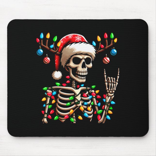 Funny Christmas Skeleton Santa Hat Xmas Vibes For  Mouse Pad (Front)
