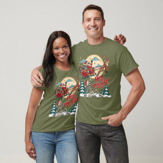 Funny Christmas Skeleton Santa Sleigh Reindeer T-Shirt