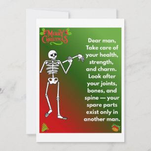 Funny Christmas Skeleton Wishes for man Holiday Card