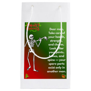 Funny Christmas Skeleton Wishes for man Small Gift Bag