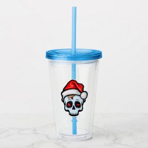Funny Christmas Skull, Cartoon Style Acrylic Tumbler