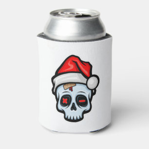 Funny Christmas Skull, Cartoon Style Can Cooler