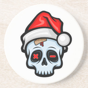 Funny Christmas Skull, Cartoon Style Coaster