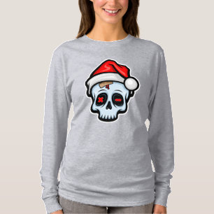 Funny Christmas Skull, Cartoon Style T-Shirt