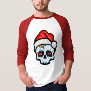 Funny Christmas Skull, Cartoon Style T-Shirt