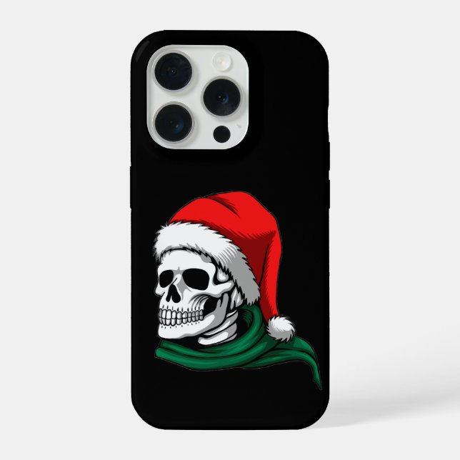 Funny Christmas Skull iPhone 15 Pro Case (Back)