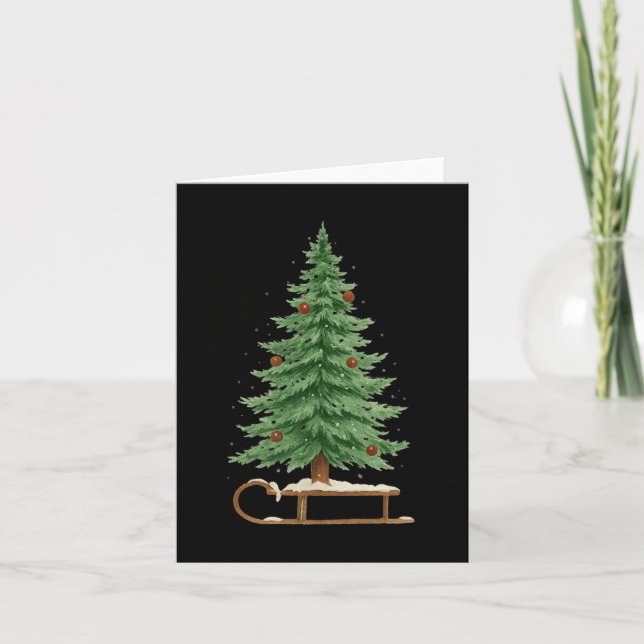 Funny Christmas Sleigh Christmas Tree 2025 Family  Card (Front)