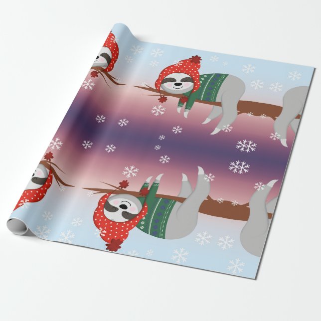 funny christmas sloth wrapping paper (Unrolled)