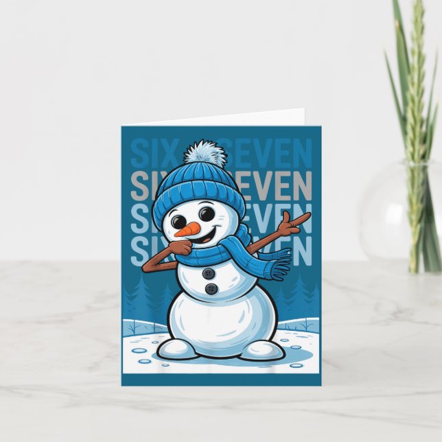 Funny Christmas Snowman Dabbing Xmas Dab Six Seven Card (Front)