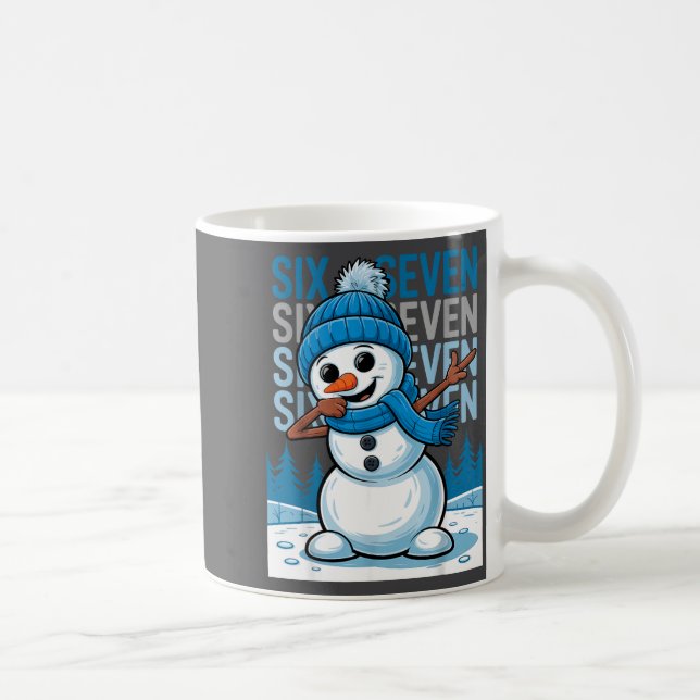 Funny Christmas Snowman Dabbing Xmas Dab Six Seven Coffee Mug (Right)
