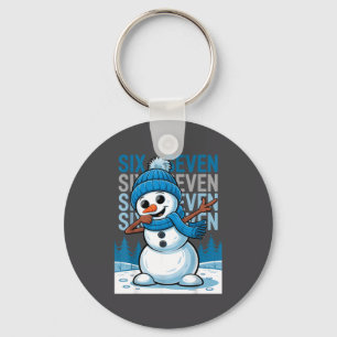 Funny Christmas Snowman Dabbing Xmas Dab Six Seven Key Ring