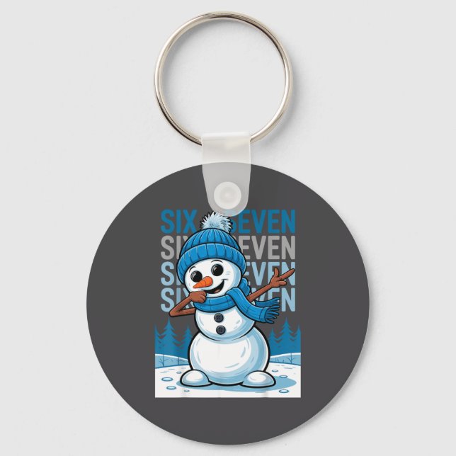 Funny Christmas Snowman Dabbing Xmas Dab Six Seven Key Ring (Front)