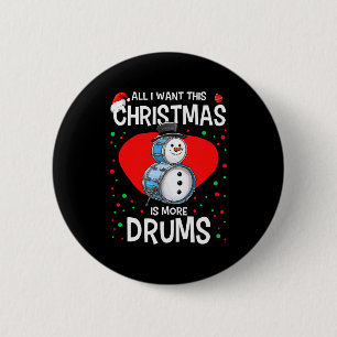 Funny Christmas Snowman Drummer Drums Percussion P 6 Cm Round Badge