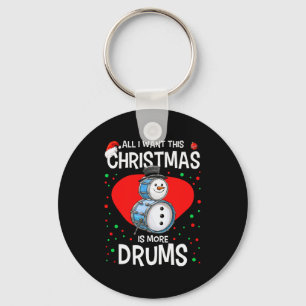 Funny Christmas Snowman Drummer Drums Percussion P Key Ring