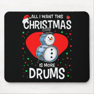 Funny Christmas Snowman Drummer Drums Percussion P Mouse Pad
