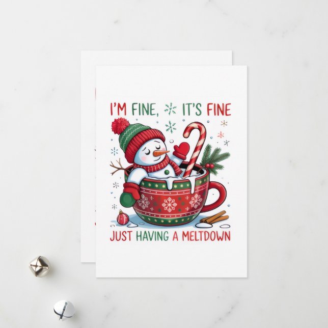 Funny Christmas Snowman  Holiday Card (Front/Back In Situ)