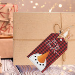 Funny Christmas Snowman Red Black Buffalo Plaid Gift Tags<br><div class="desc">This funny snowman is wishing someone Merry Christmas or whatever message that you would like ...  simple and fun ... . This tag can be customised on the back as well.</div>
