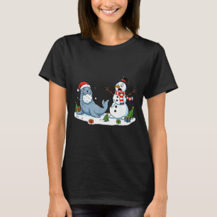 Funny Christmas Snowman Sea Lion Xmas Mens Womens T-Shirt