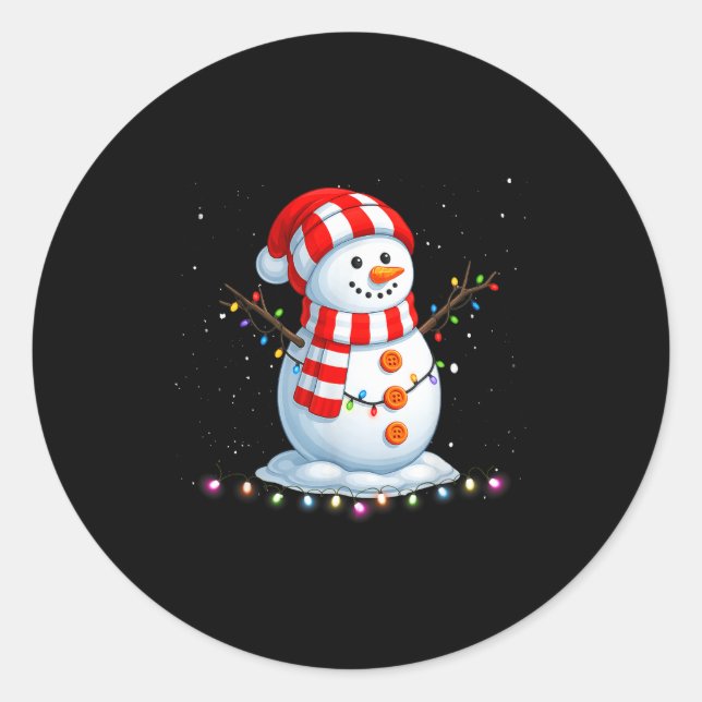 Funny Christmas Snowman Tee Cute Santa Men Women K Classic Round Sticker (Front)