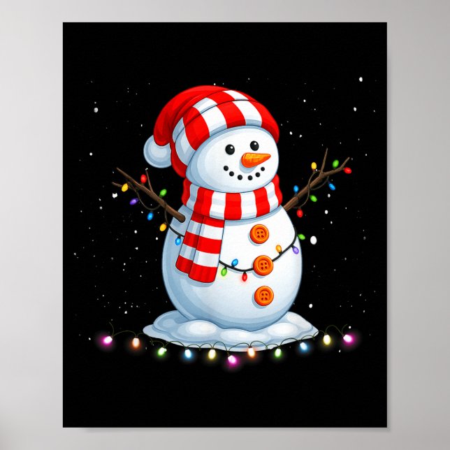 Funny Christmas Snowman Tee Cute Santa Men Women K Poster (Front)