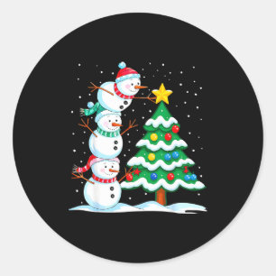 Funny Christmas Snowman Topper Tree Holiday Family Classic Round Sticker