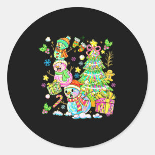 Funny Christmas Snowman Topper Tree Holiday Family Classic Round Sticker