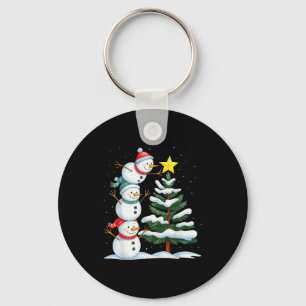 Funny Christmas Snowman Topper Tree Holiday Family Key Ring