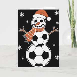 Funny Christmas Soccer As Snowman Men Boys Kids Card