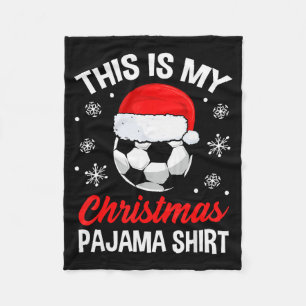 Funny Christmas Soccer Ball Pajama Pj Outfit Men W Fleece Blanket