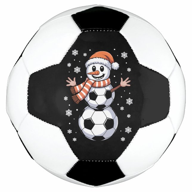 Funny Christmas Soccer Balls Tree As Snowman  (Front)
