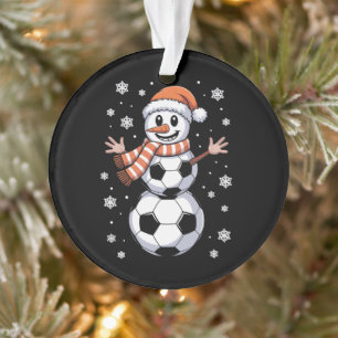 Funny Christmas Soccer Balls Tree As Snowman Ornament