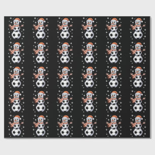 Funny Christmas Soccer Balls Tree As Snowman Wrapping Paper