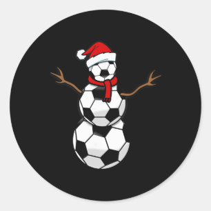 Funny Christmas Soccer Bylls Santa Snowman Classic Round Sticker