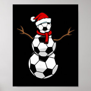 Funny Christmas Soccer Bylls Santa Snowman Poster