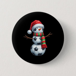 Funny Christmas Soccer Bylls Snowman 6 Cm Round Badge