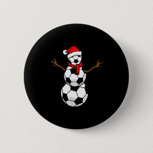 Funny Christmas Soccer Santa Snowman  6 Cm Round Badge