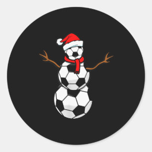 Funny Christmas Soccer Santa Snowman Classic Round Sticker