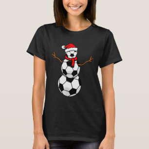 Funny Christmas Soccer Santa Snowman  T-Shirt