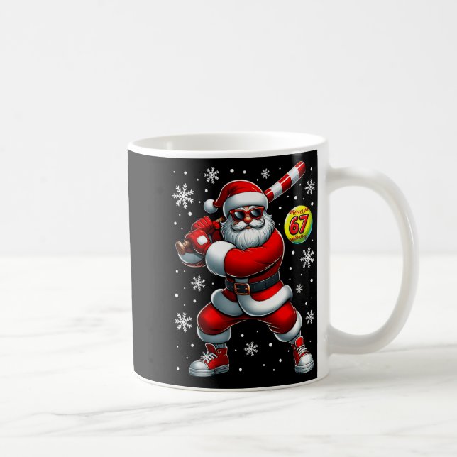 Funny Christmas Softball Cool Santa Claus 6 7 Meme Coffee Mug (Right)