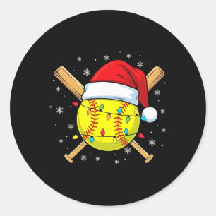 Funny Christmas Softll Santa Hat For Softll Player Classic Round Sticker