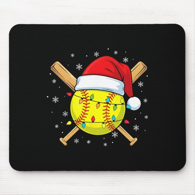 Funny Christmas Softll Santa Hat For Softll Player Mouse Pad (Front)