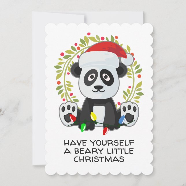 Funny Christmas Song Pun Panda Holiday Card (Front)