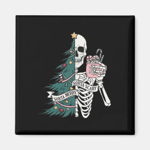 Funny Christmas Sorta Merry Sorta Scary Skeleton X Magnet